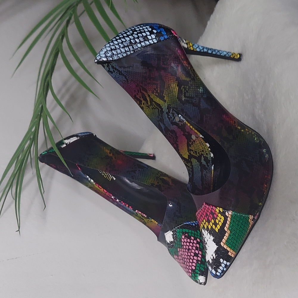 Multi color pumps high heels